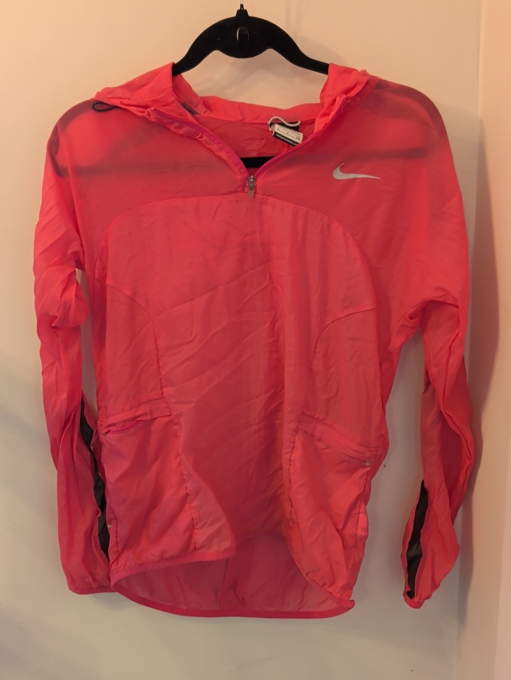 Nike Pink Quarter-Zip Hooded Water Resistant Windbreaker